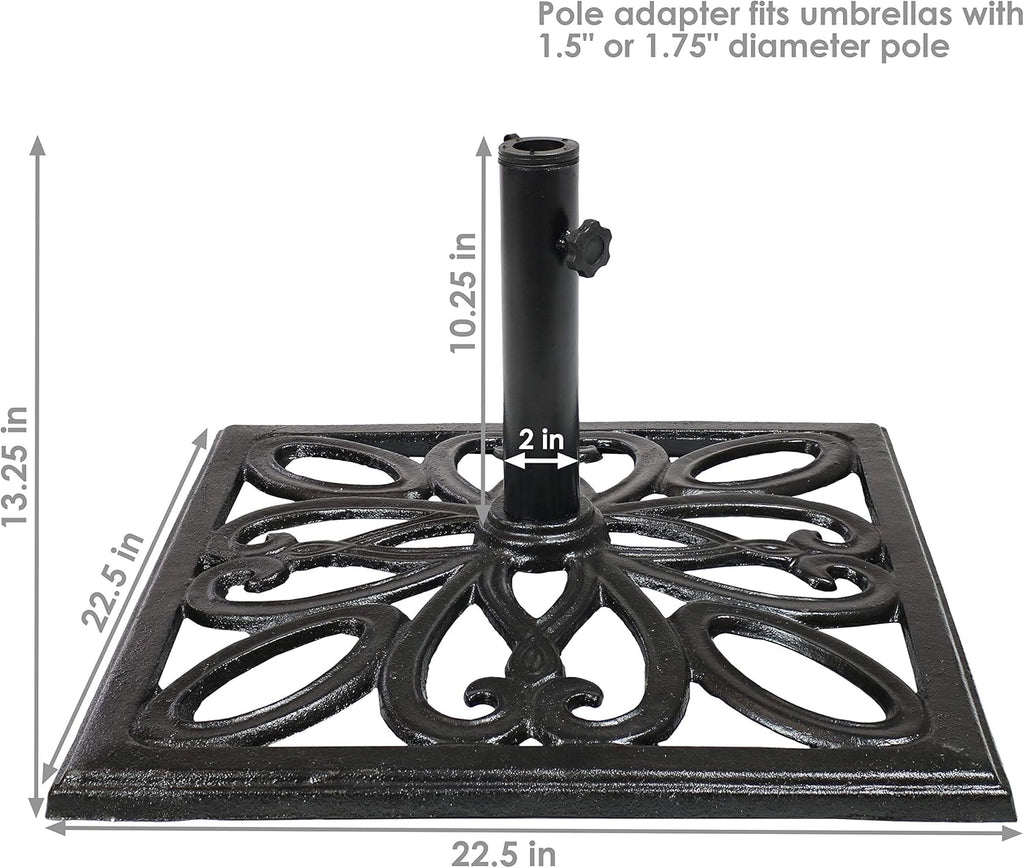 22-Inch Square Cast Iron Umbrella Base D287368