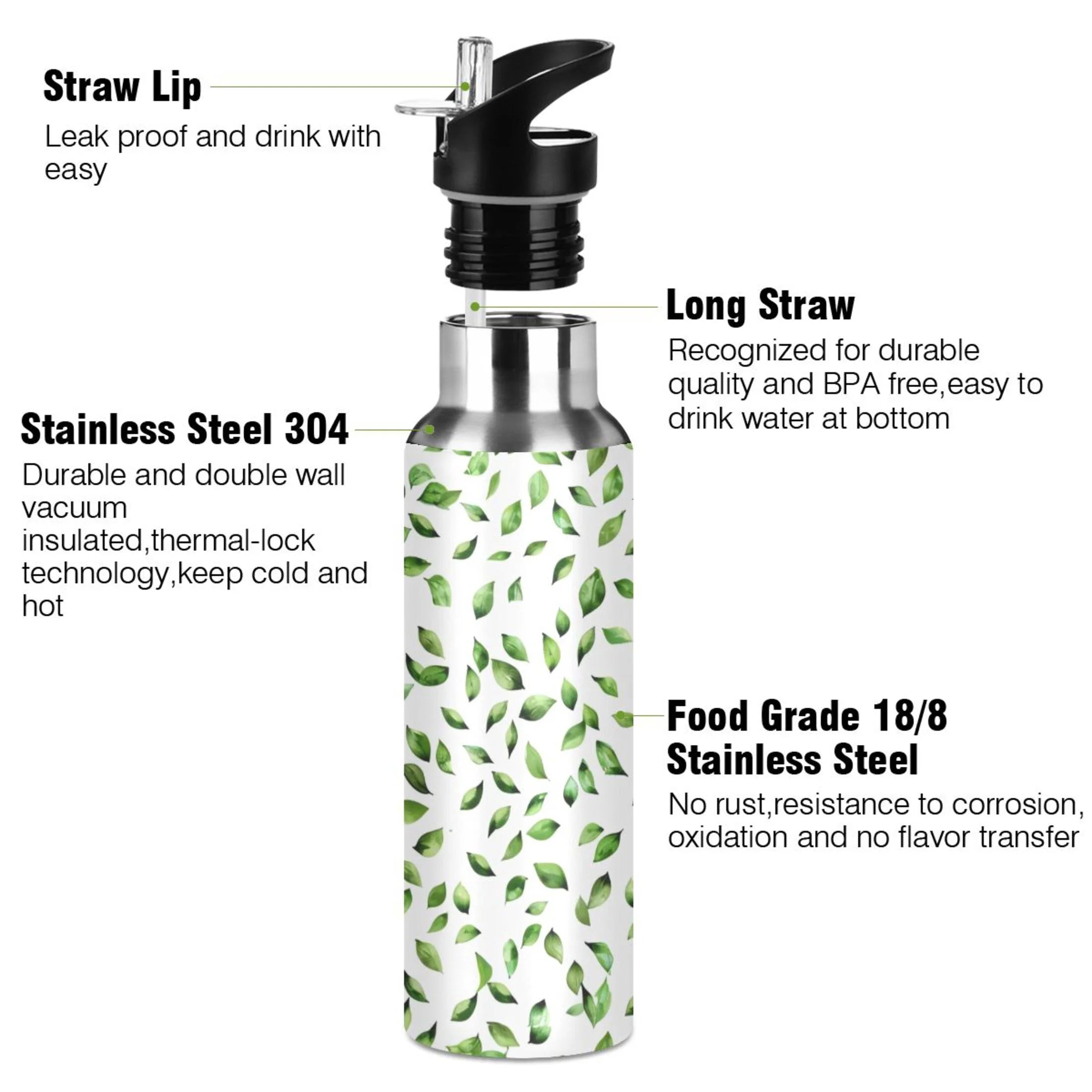 20 oz Kids Stainless Steel Insulated Water Bottle with Straw Lid Q321