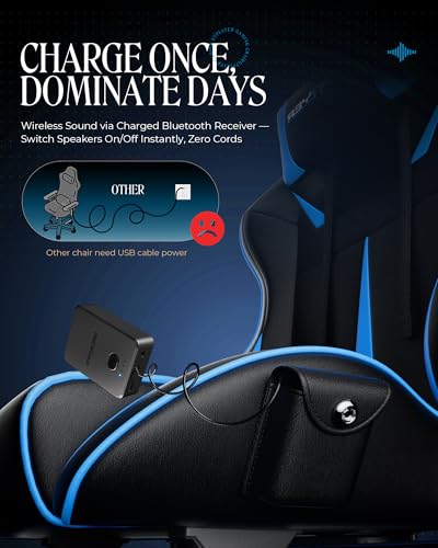 Black-Red Gaming Chair with Speakers and Footrest N833997