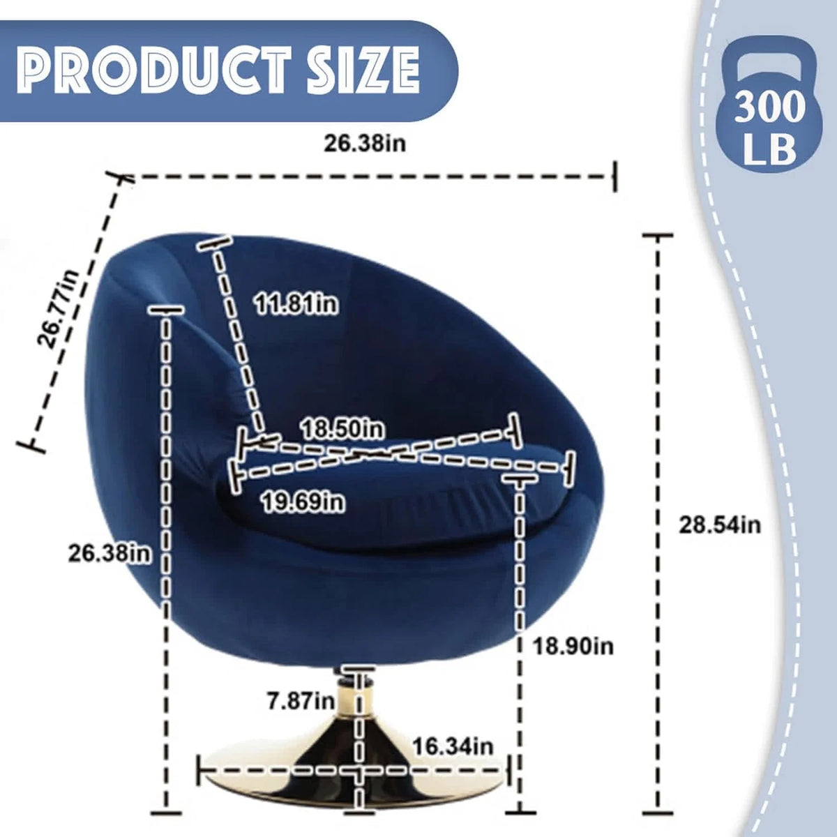 Blue Velvet Swivel Barrel Chair F7993