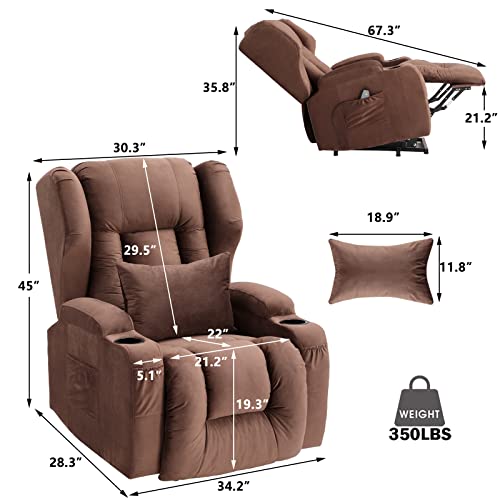 Overstuffed Power Lift Recliner Chair with Massage and Heating Y957051