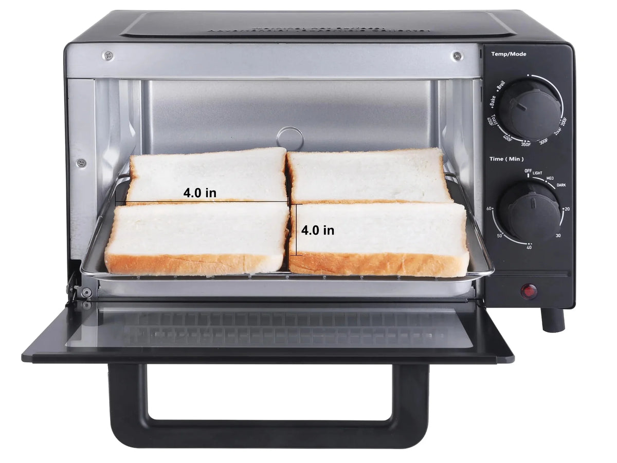 4-Slice Toaster Oven with Baking Rack and Pan in Black J36467