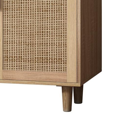Natural Sideboard Cabinet with 4 Rattan Doors W182