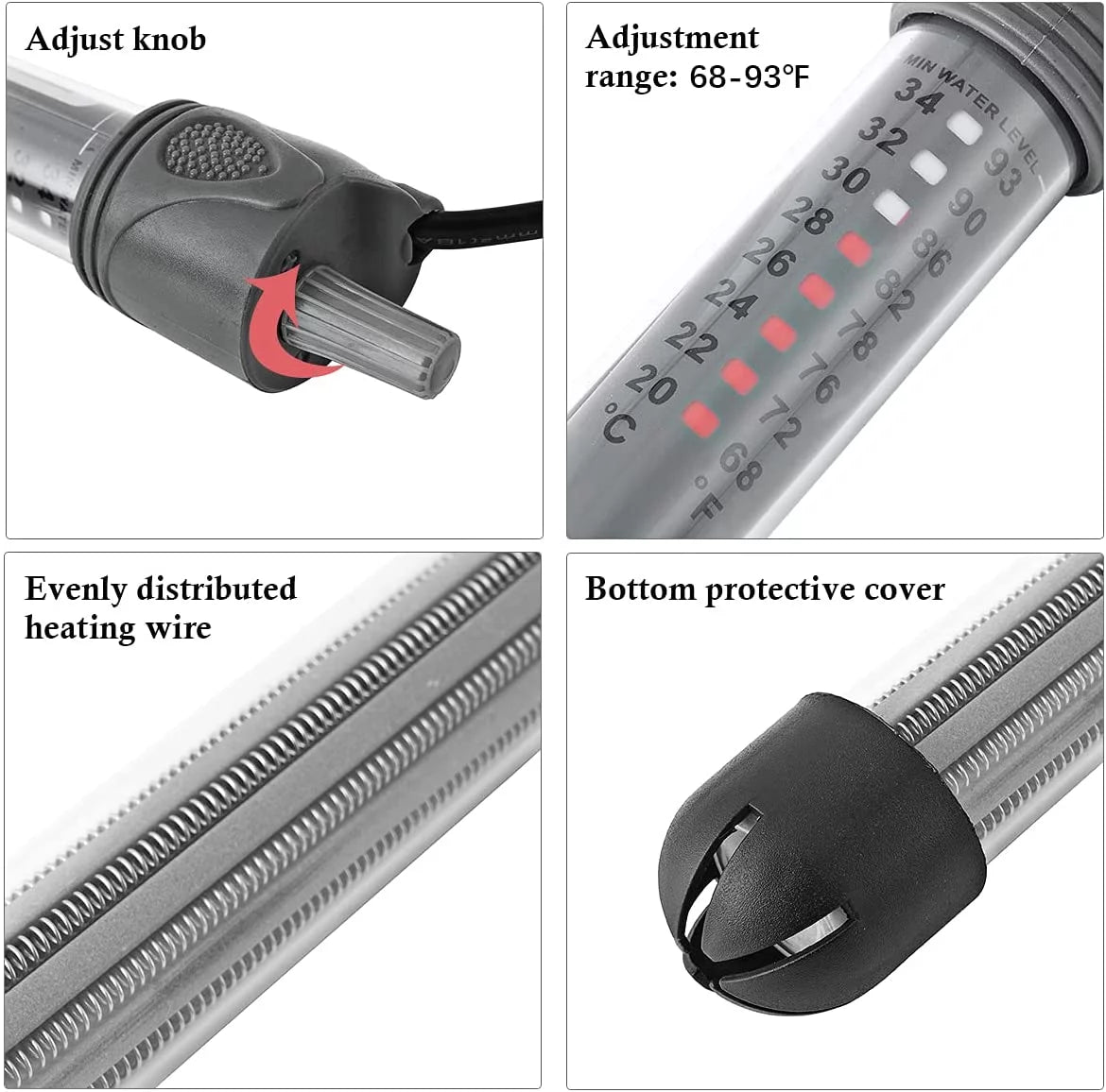 100W Adjustable Submersible Aquarium Heater E610