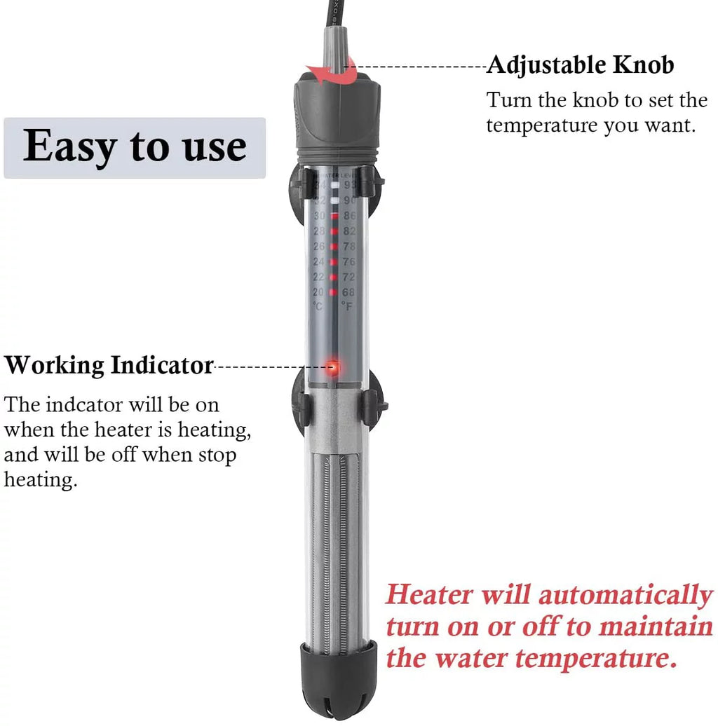 100W Adjustable Submersible Aquarium Heater E610