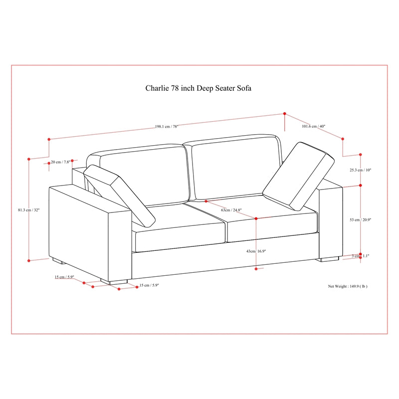 78-inch Sofa in Tightly Woven Performance Fabric U9207
