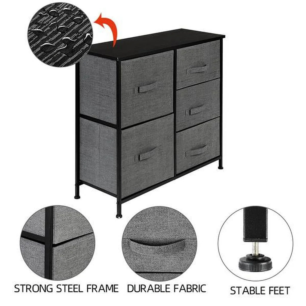 5 Fabric Drawer Steel Frame Storage Cabinet Dresser W928353