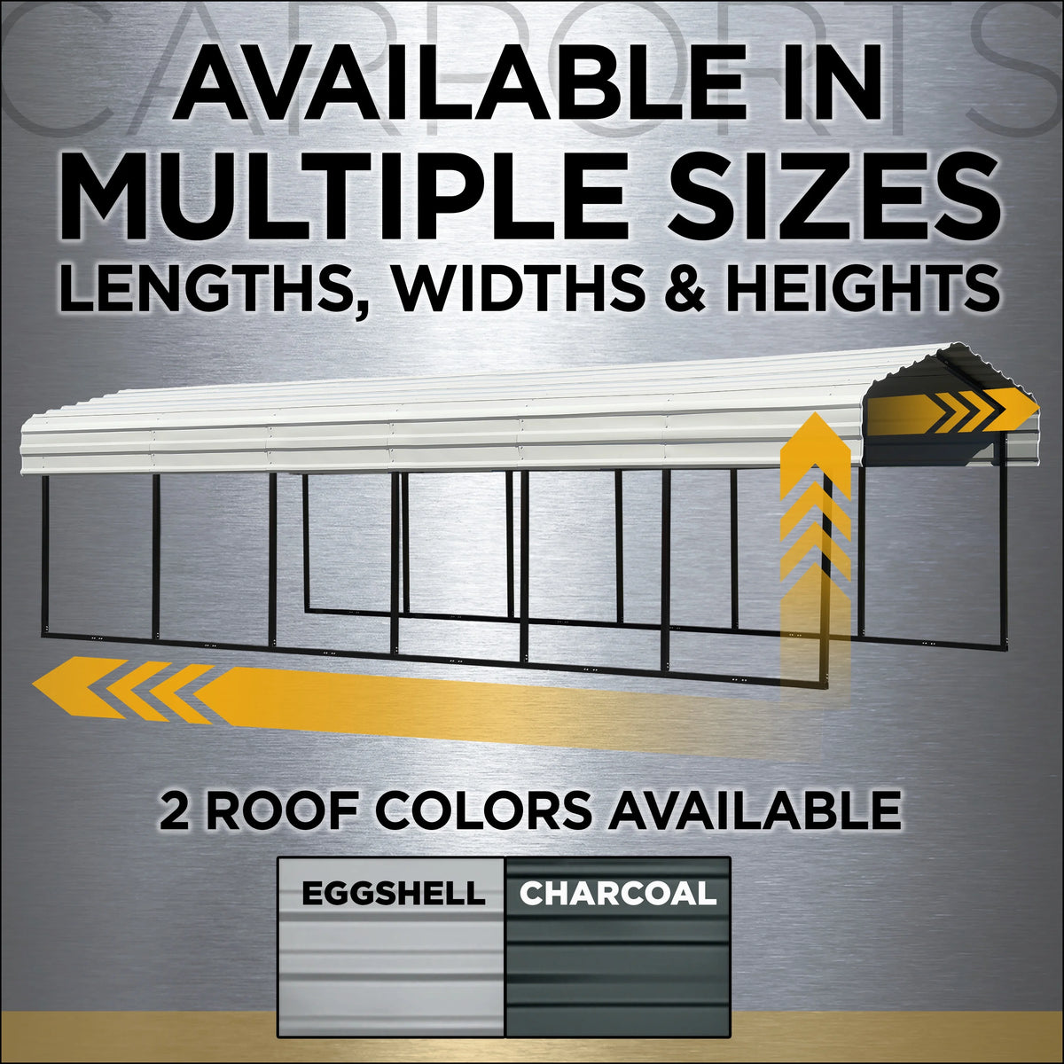 Galvanized Steel Carport Kit, 10' x 15' x 9' H56964