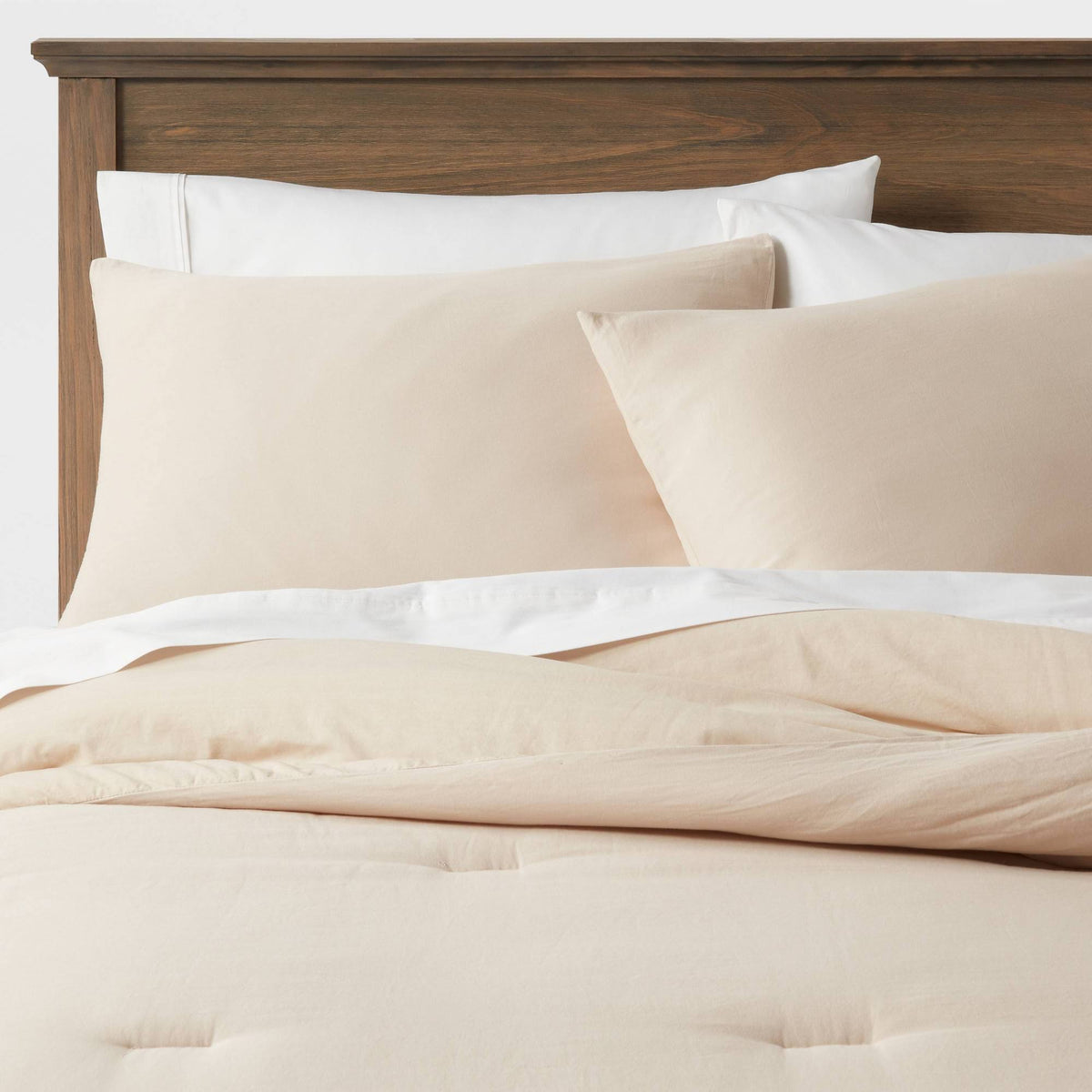 Khaki Washed Cotton Sateen Comforter and Sham Set M3471