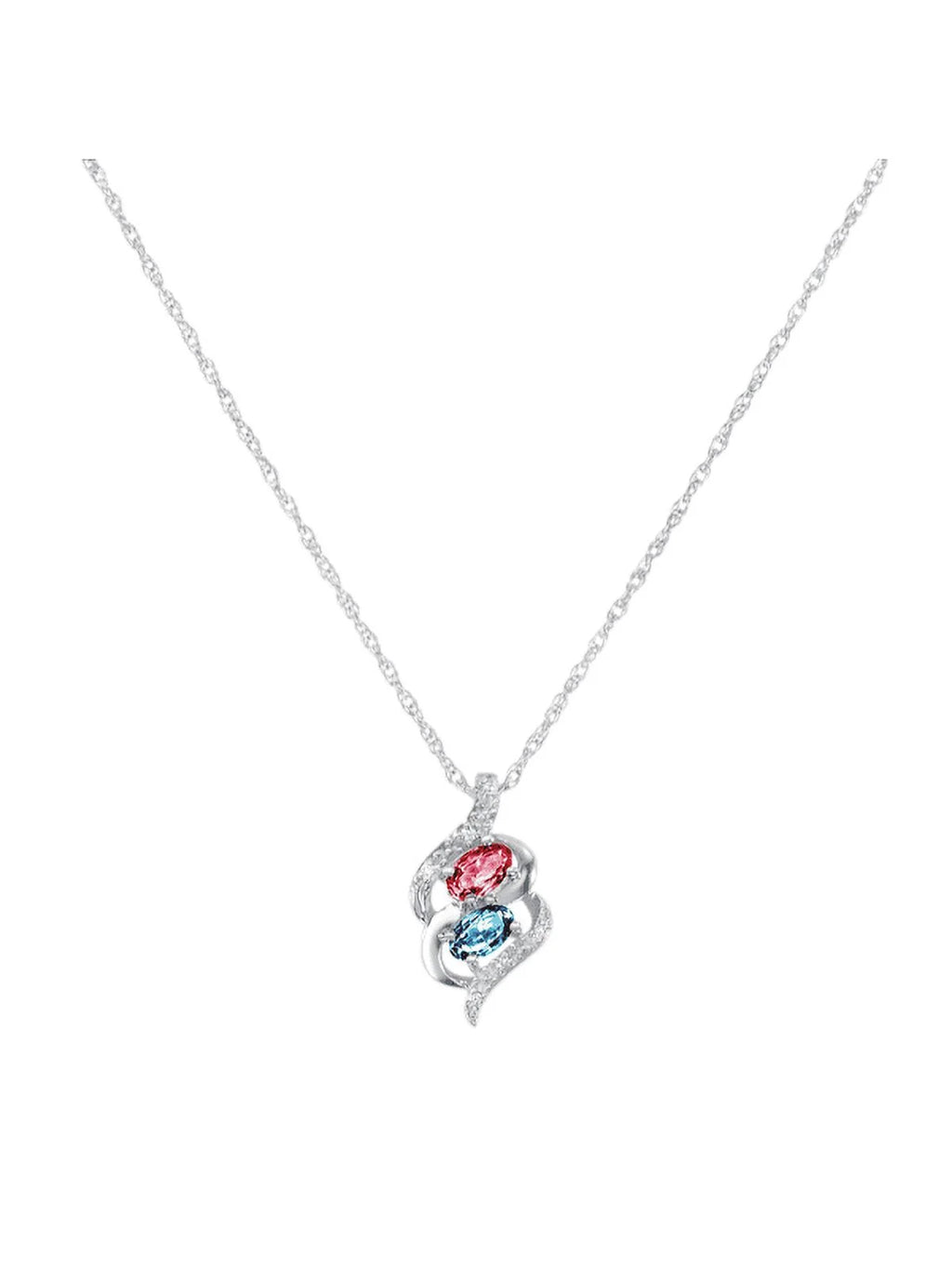 Simulated Birthstone Pendant Necklace in Sterling Silver B66925