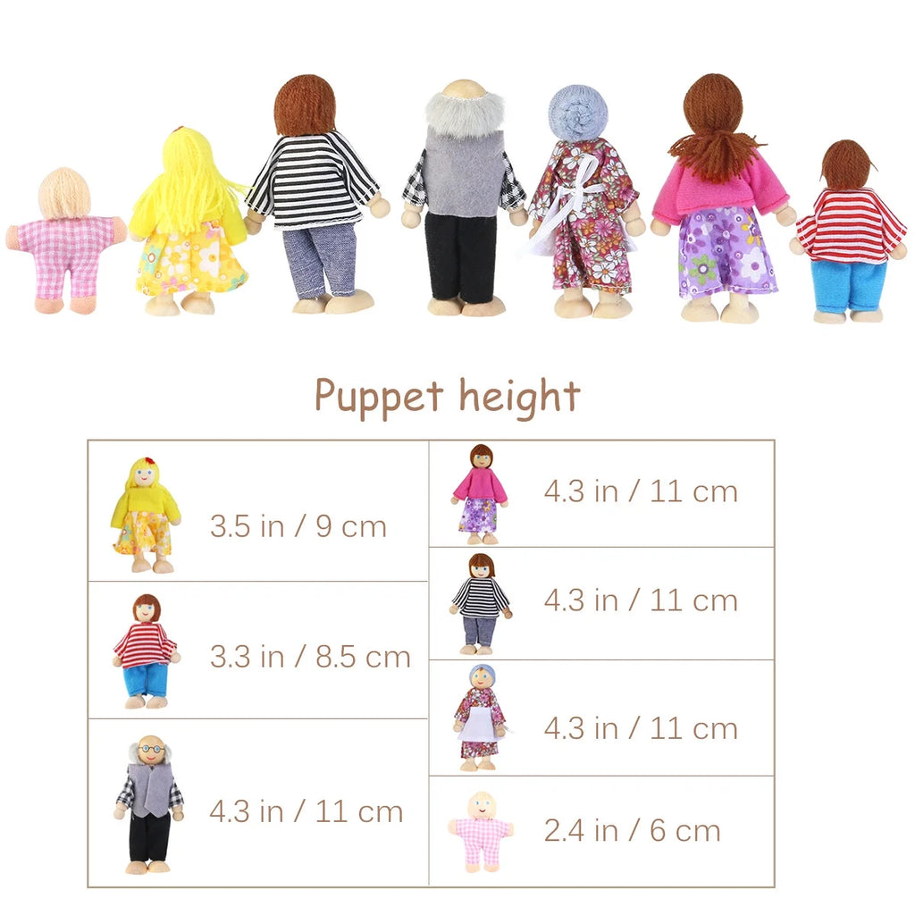 Wooden Dolls Playset Set of 7 People W8041