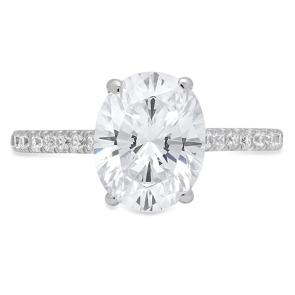 Oval Cut Genuine Cultured Diamond Engagement Ring C706696