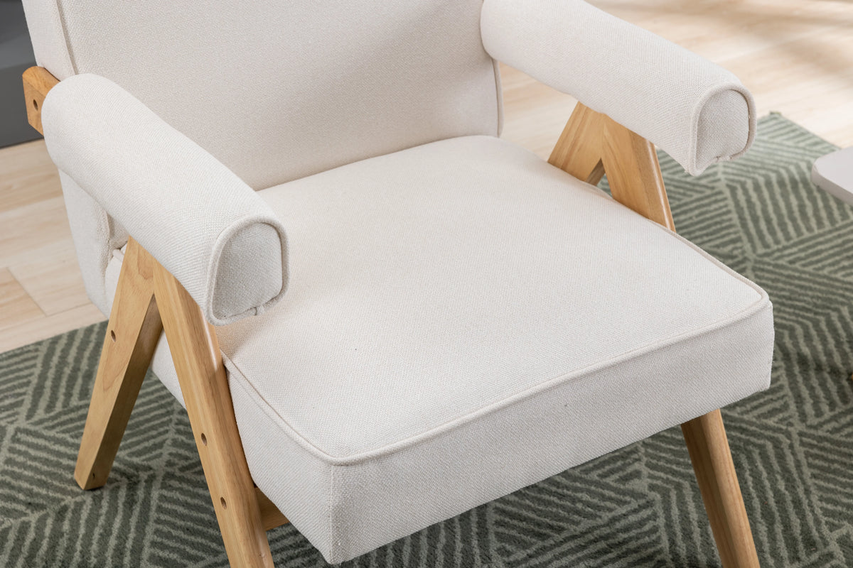 Mid-Century Modern Accent Chair with Solid Wood Armrest D3993