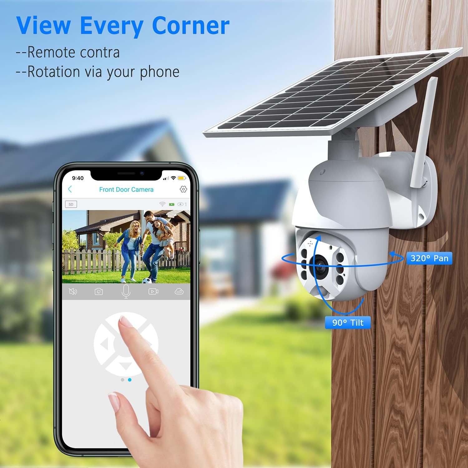 1080P Wireless WiFi PTZ Solar Security Camera with Color Night Vision Y615828