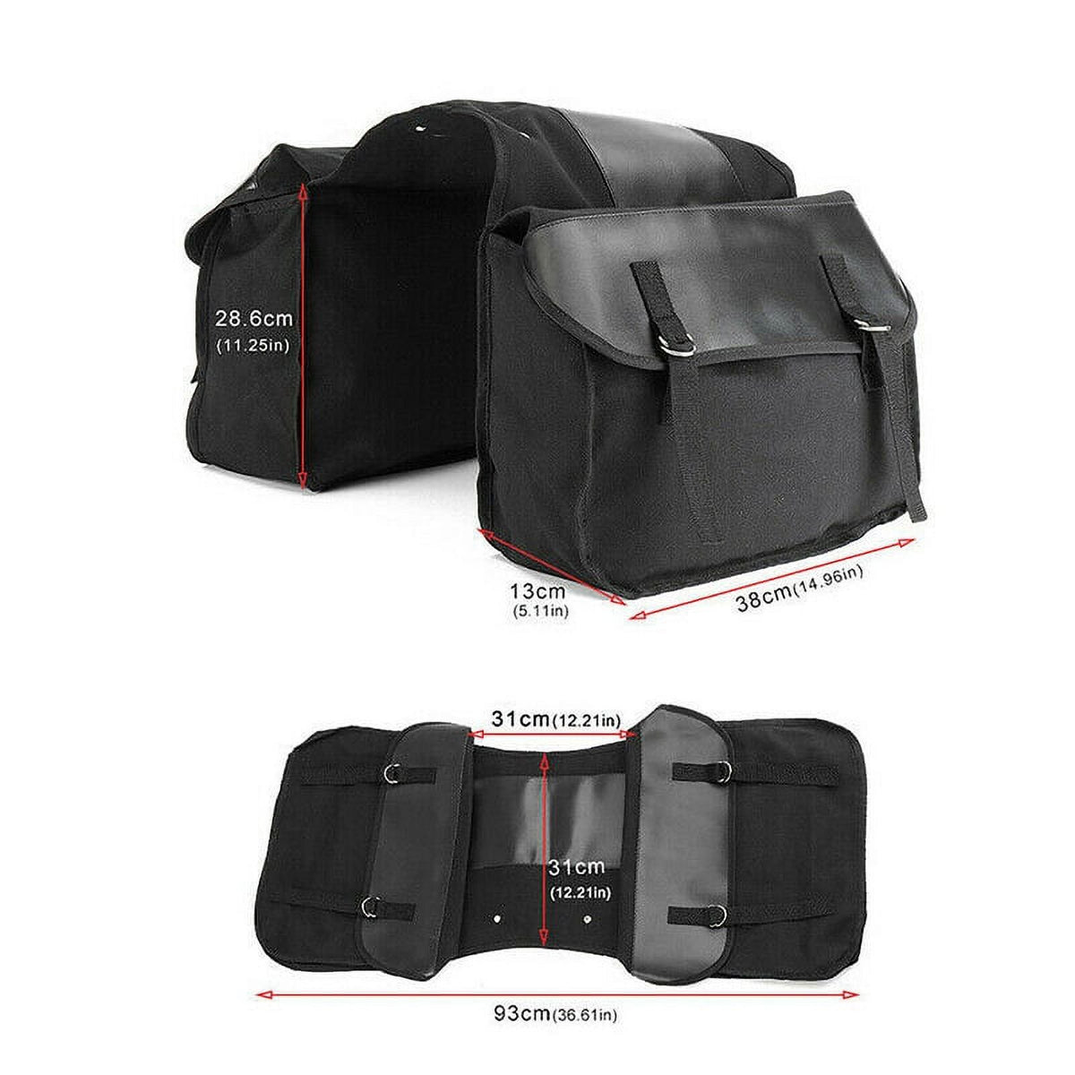 Black Canvas Waterproof Motorcycle Saddle Bag J28290