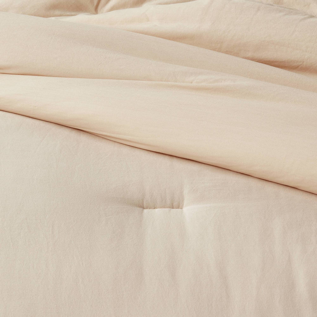 Khaki Washed Cotton Sateen Comforter and Sham Set M3471