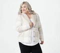 Size 1X Stone Plaid Shearling Cardi U292
