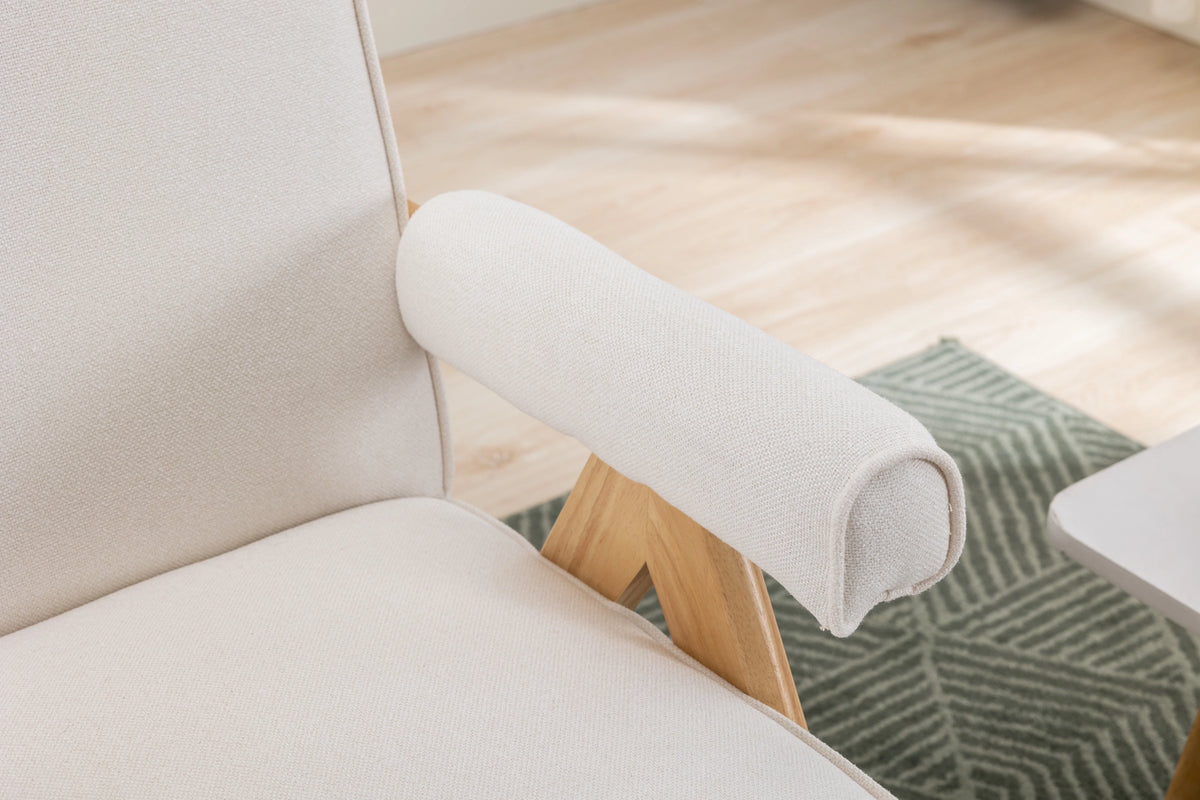 Mid-Century Modern Accent Chair with Solid Wood Armrest D3993