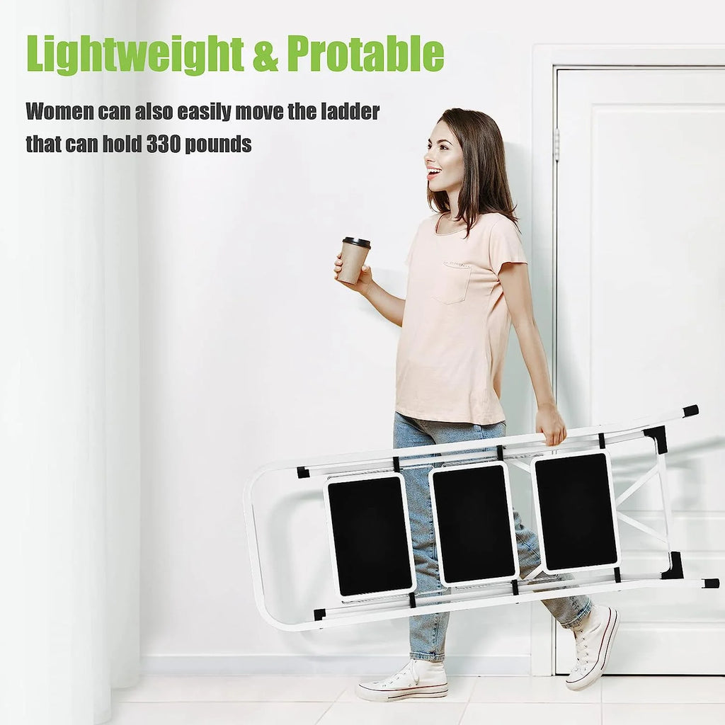 3-Step Folding Step Stool with Anti-Slip Pedal and Handrails M9472