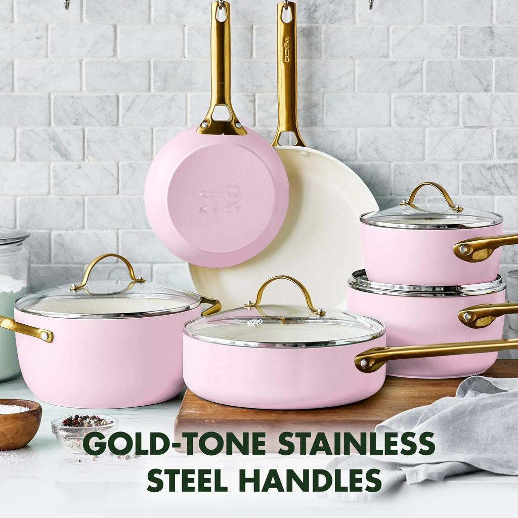 10 Pc Ceramic Nonstick Cookware Set, Blush Pink U8308