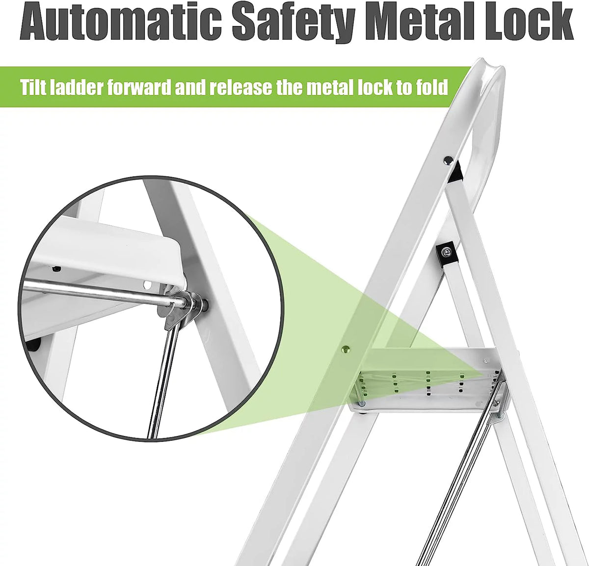 3-Step Folding Step Stool with Anti-Slip Pedal and Handrails M9472