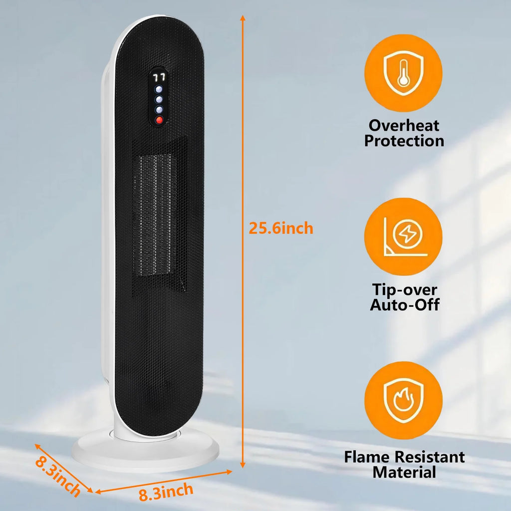 White Portable Electric Heater with Thermostat Timer H23392
