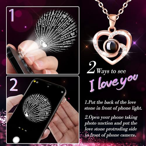 Preserved Red Rose Flower with Necklace and Light N331994