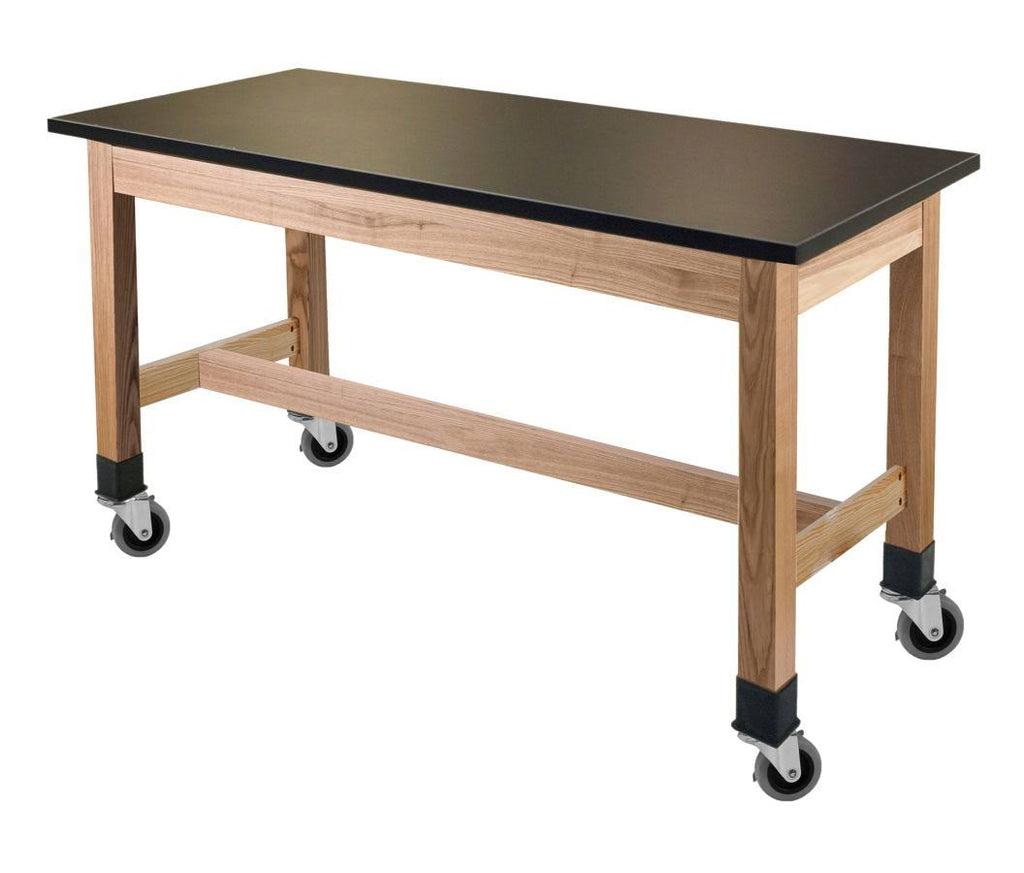 72x22 Wood Science Lab Table with Chem-Res Top and Casters B886201