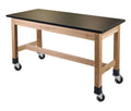 72x22 Wood Science Lab Table with Chem-Res Top and Casters B886201