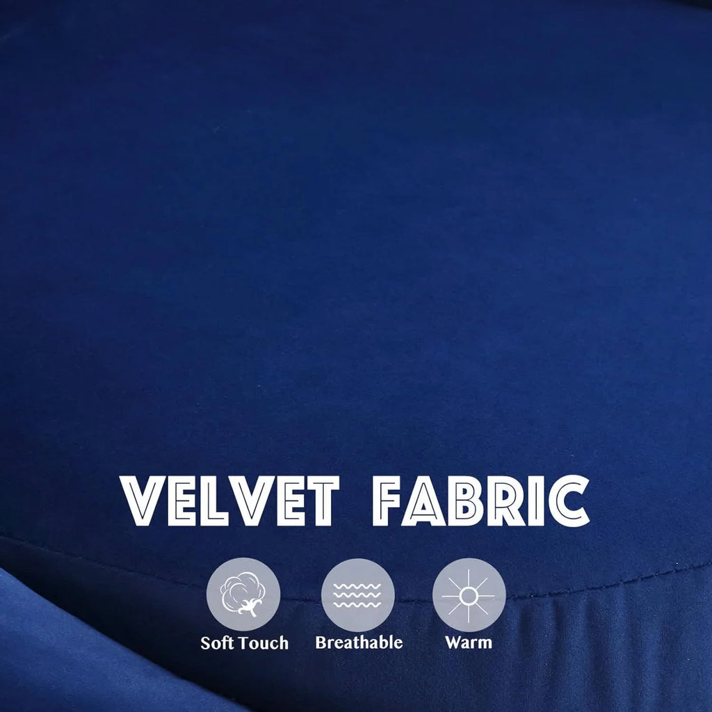 Blue Velvet Swivel Barrel Chair F7993