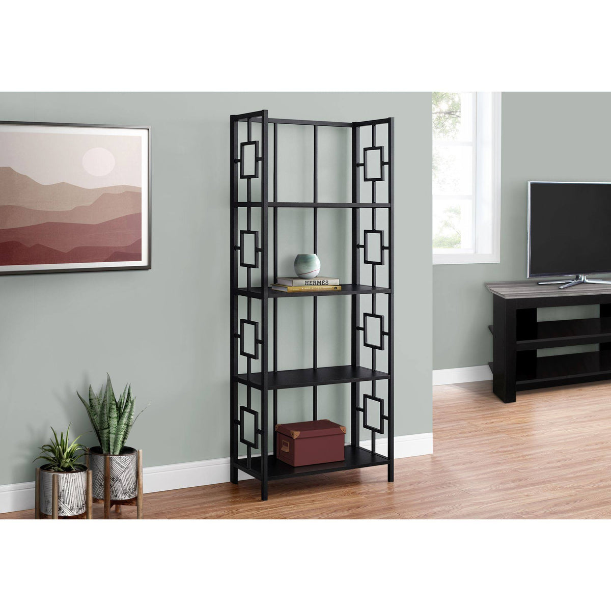 Black Four Tier Etagere Bookcase O555378