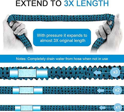 50FT Expandable Garden Hose with Triple Layer Latex Core, 3/4" Solid Metal Fittings, Fabric Nozzle O373687