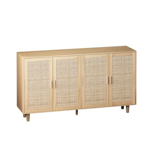 Natural Sideboard Cabinet with 4 Rattan Doors W182