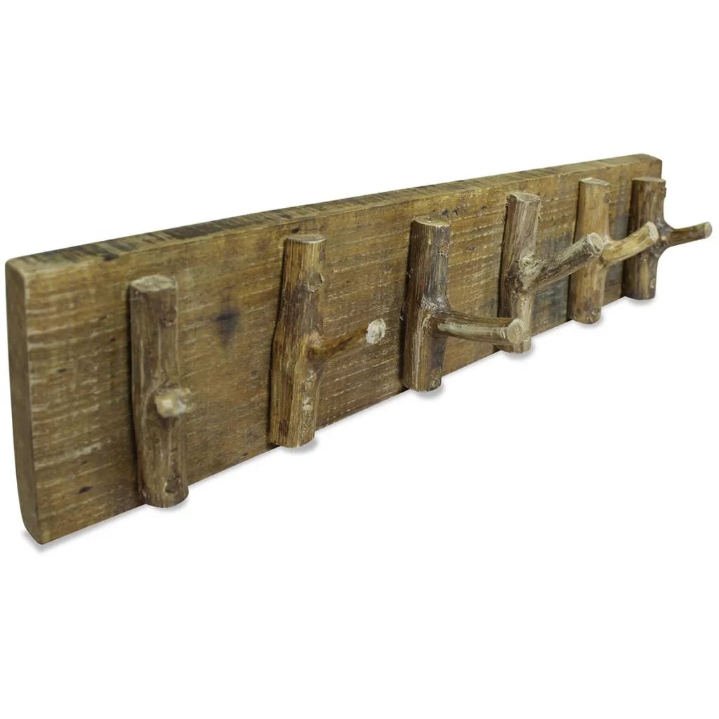 Wall Mounted Coat Rack with 6 Pegs Reclaimed Wood 23.6 x 5.9 Inches T624