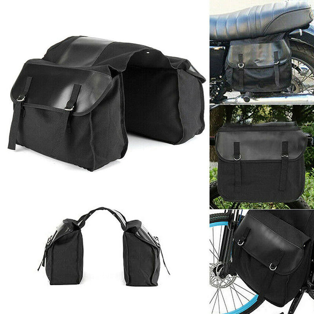 Black Canvas Waterproof Motorcycle Saddle Bag J28290