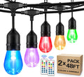 2-Pack 48FT Outdoor RGB String Lights with 30+5 E26 Shatterproof Edison Bulb Dimmable M19419