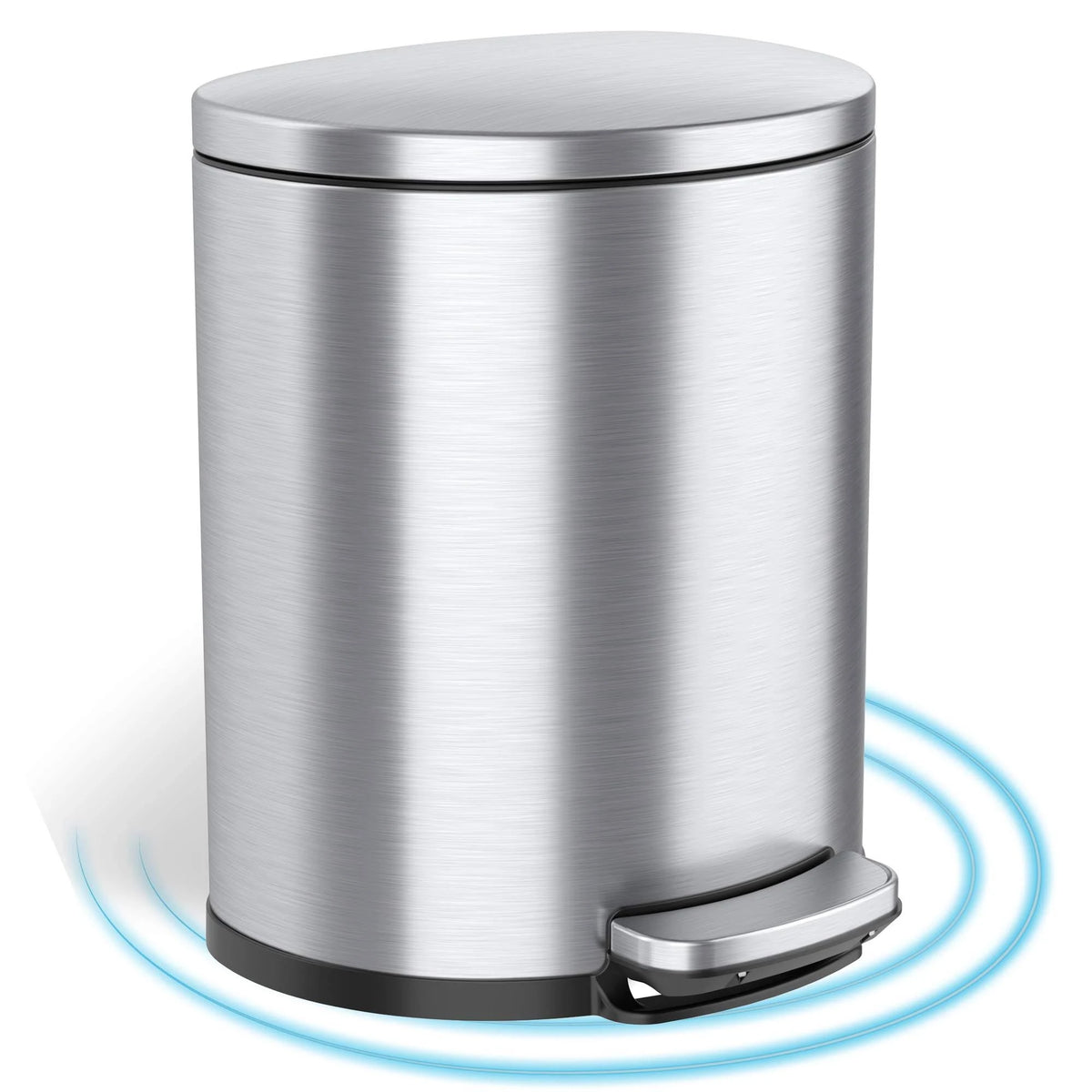 Semi-Round Bathroom Trash Can with Removable Inner Bucket E410