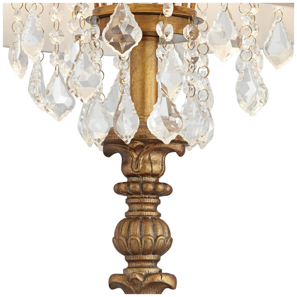 Crystal Gold Candlestick Table Lamp with Beige Bell Shade N767