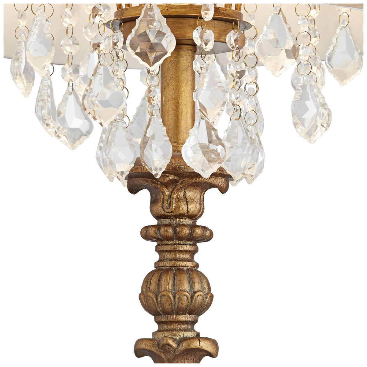 Crystal Gold Candlestick Table Lamp with Beige Bell Shade N767