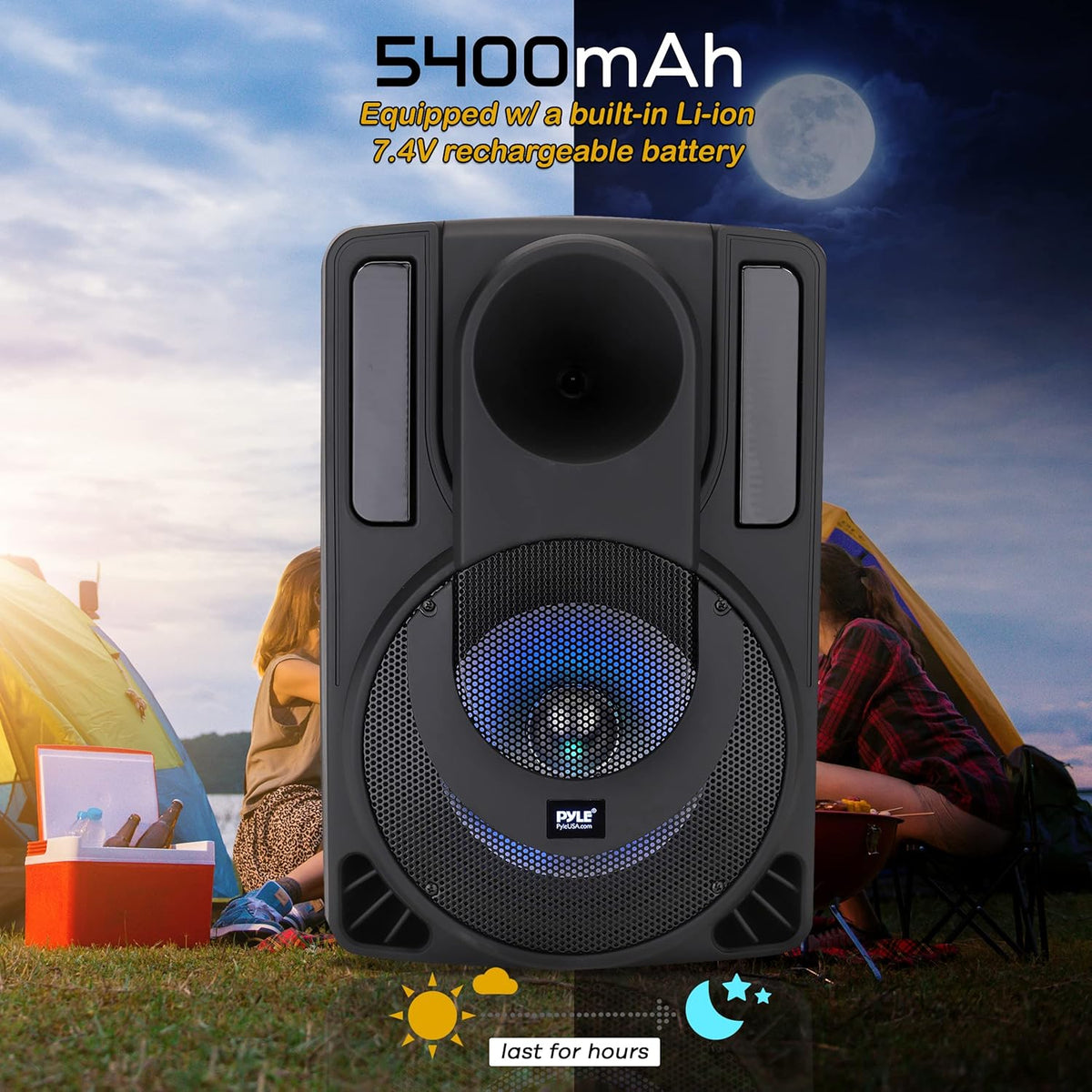 12’’ Portable PA Speaker System with Two Wireless Mic D6389