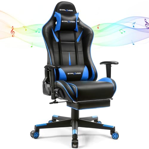 Black-Red Gaming Chair with Speakers and Footrest N833997