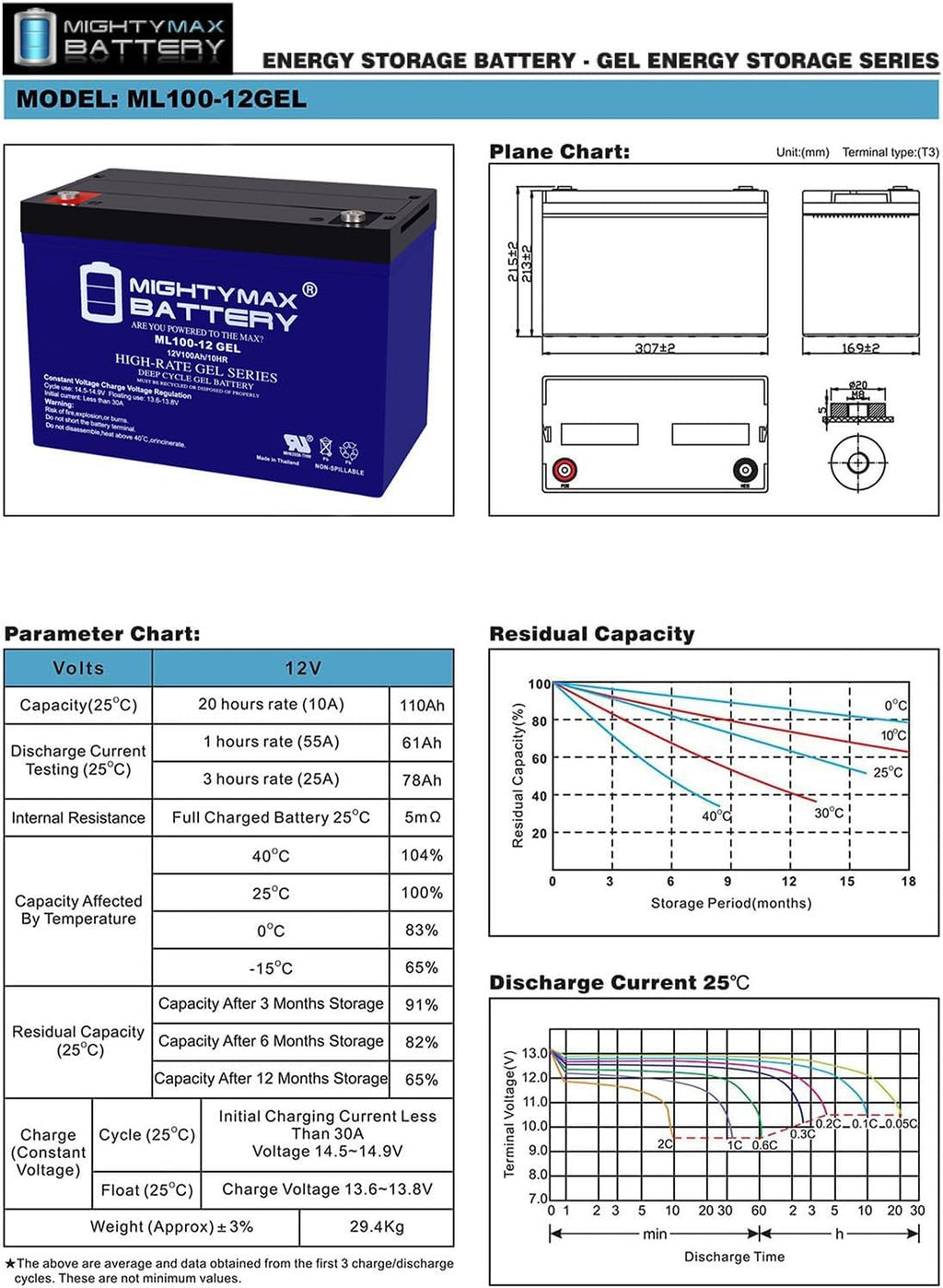 12V 100AH Gel Battery T109011