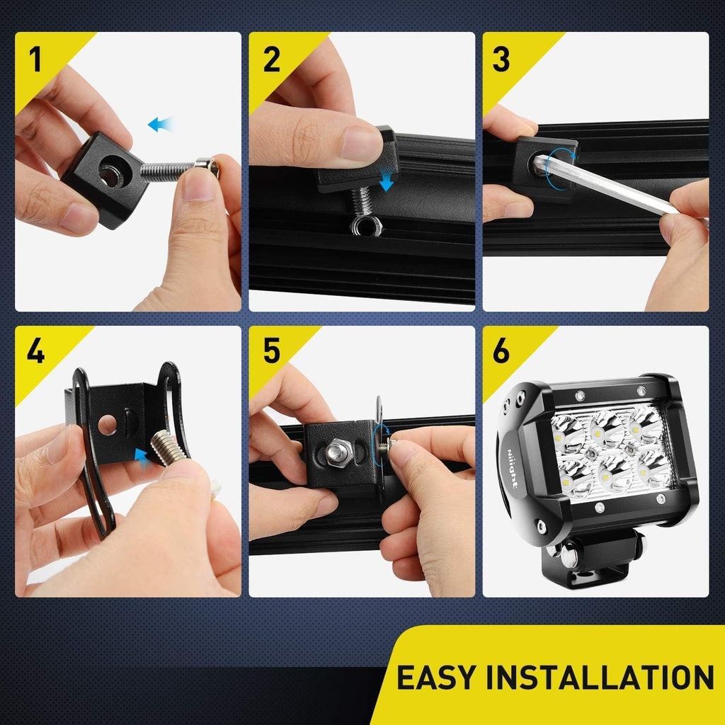 2PCS Black LED Light Bar Slide Mount Bracket B689