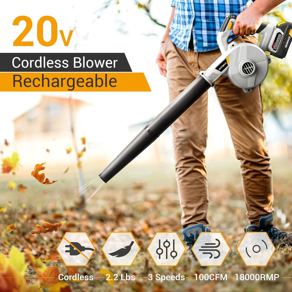 20V Cordless Electric Leaf Blower & Vacuums with Charger & 2.0Ah Lithium Battery J4030