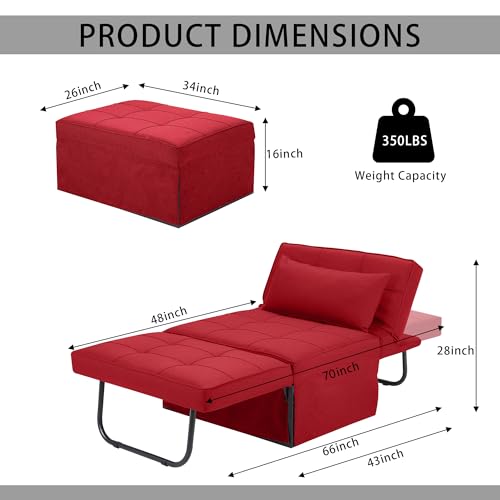 Dark Grey 4 in 1 Folding Ottoman Couch Bed F65738