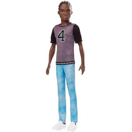 Doll with Sculpted Brunette Hair Wearing T-Shirt, Denim Pants & Shoes V50962