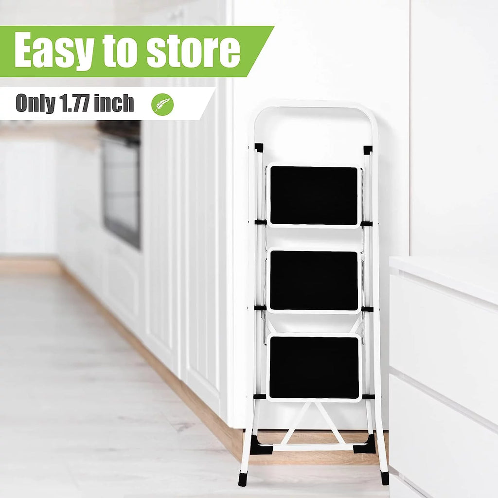 3-Step Folding Step Stool with Anti-Slip Pedal and Handrails M9472