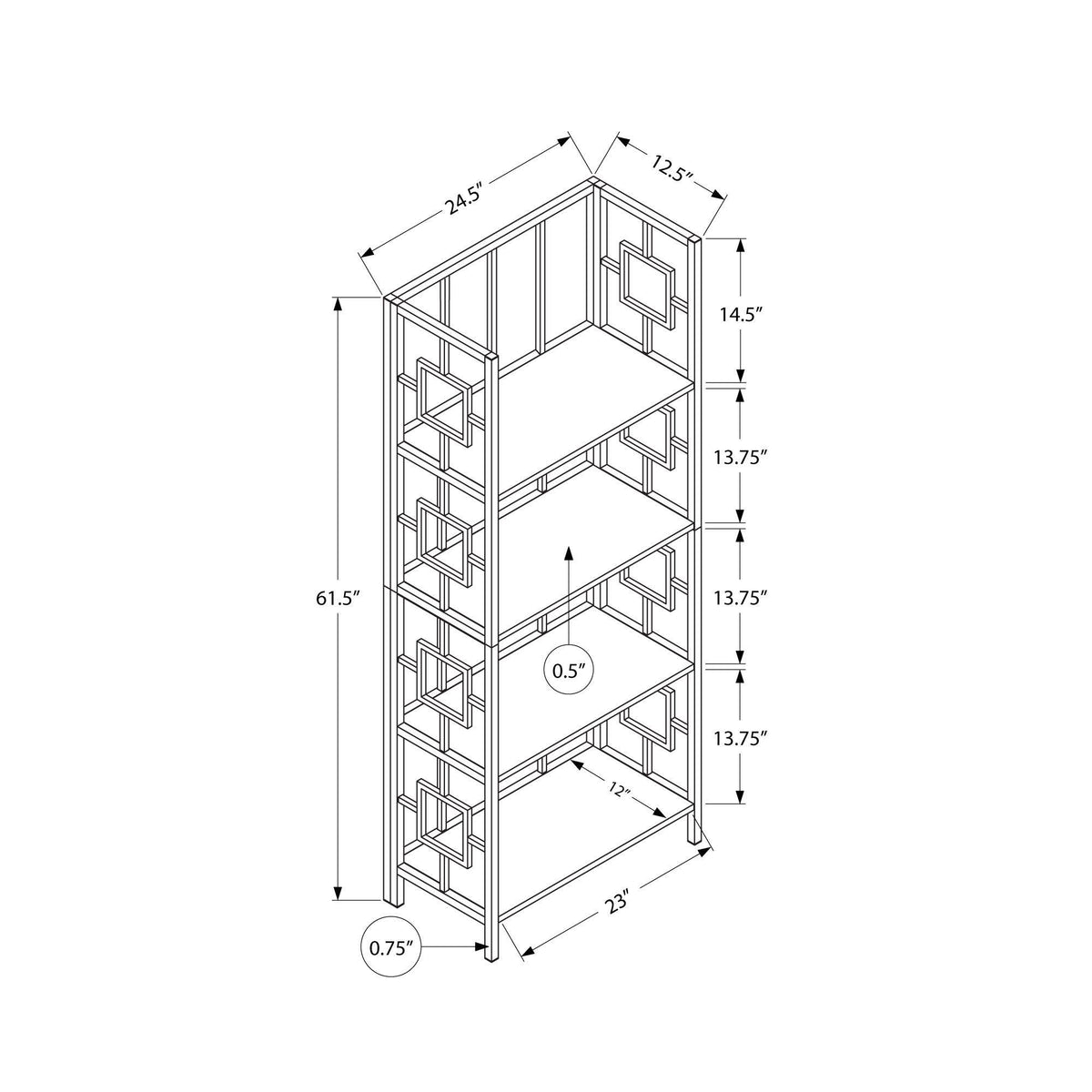 Black Four Tier Etagere Bookcase O555378