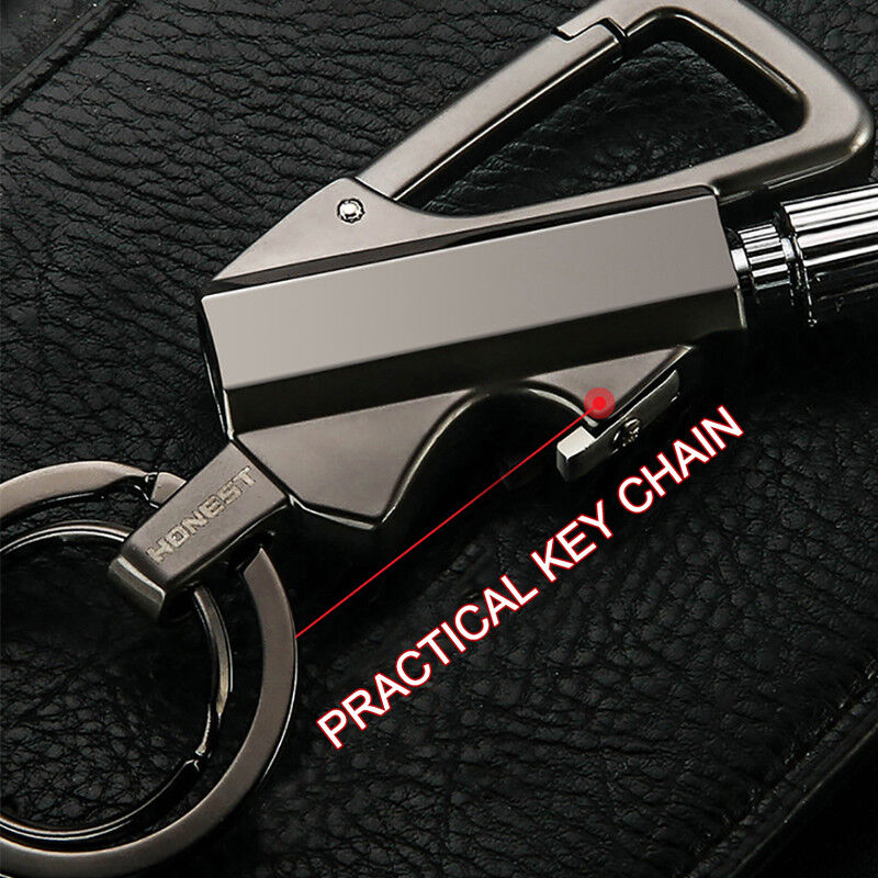 Metal Carabiner Bottle Opener Keychain Flint Fire Starter F94543