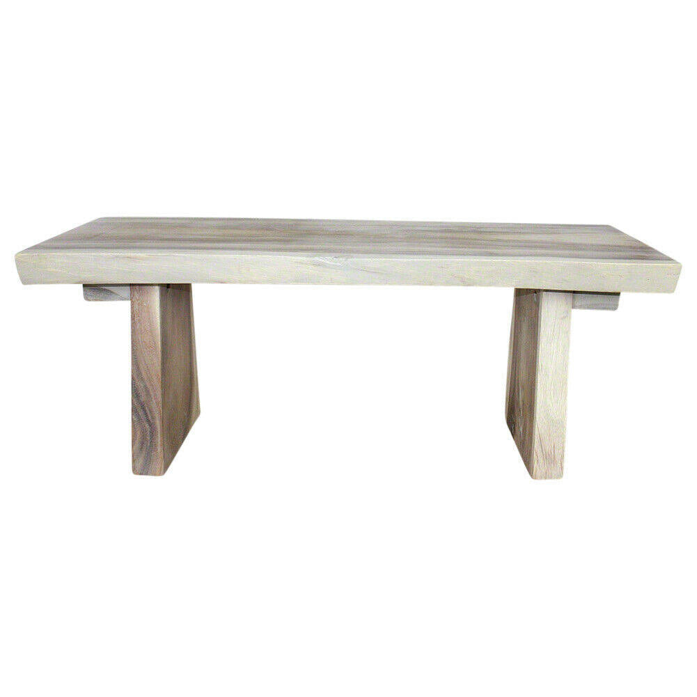 Wood Natural Edge Bench 48 in x 17-20 x 18 in H KD Agate Grey Oil F390